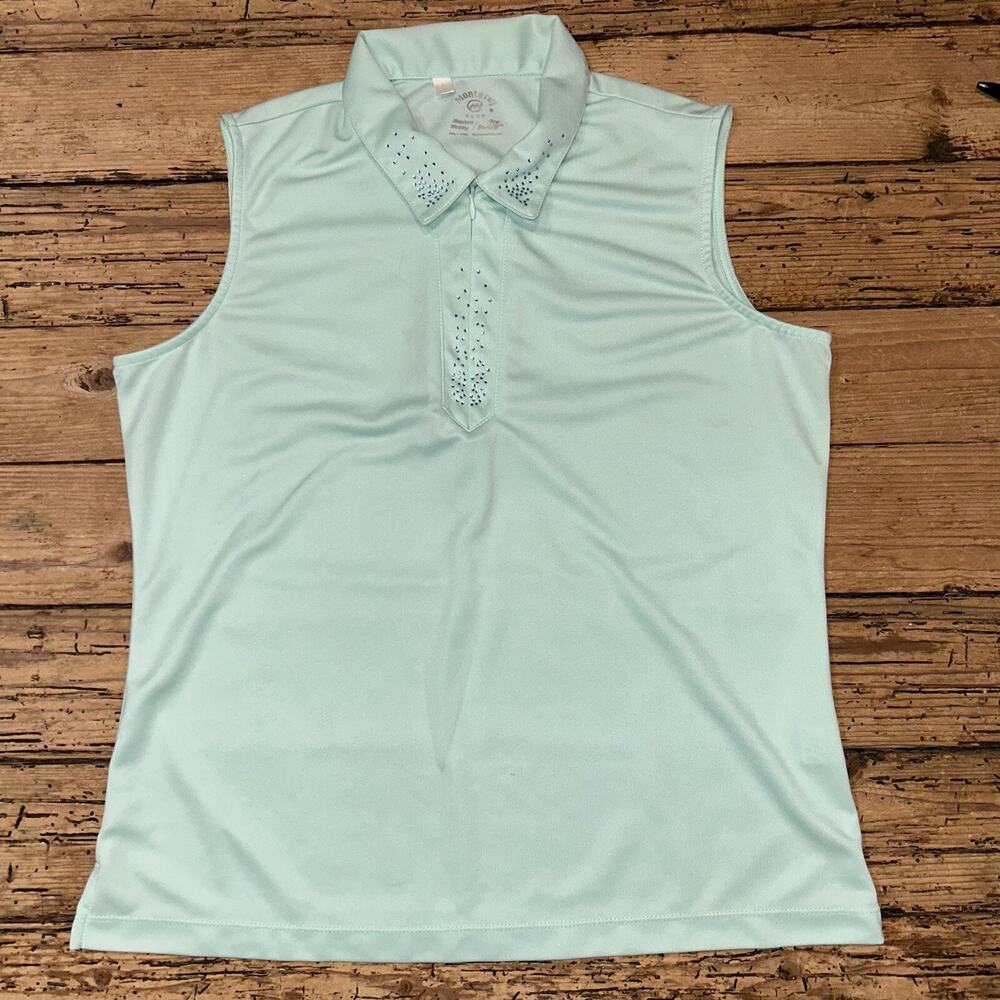 Monterey Club Women’s Size M Aqua 'Dry-Swing' Sleeveless Polo Golf Shirt